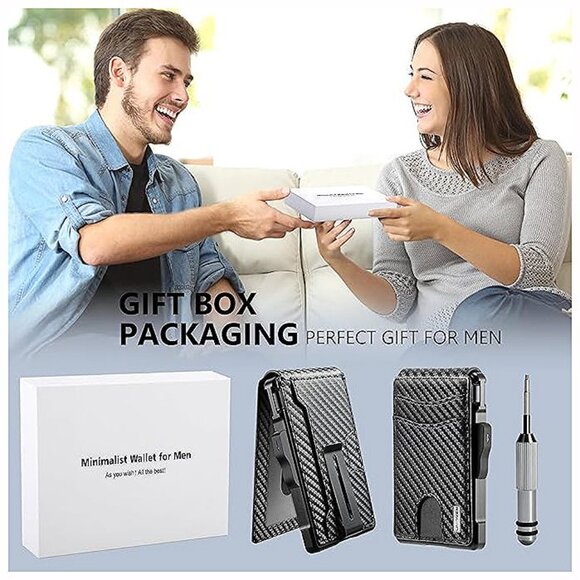 Wallet for Men - with Money Clip Slim Leather Slots , Black - Picture 5 of 8